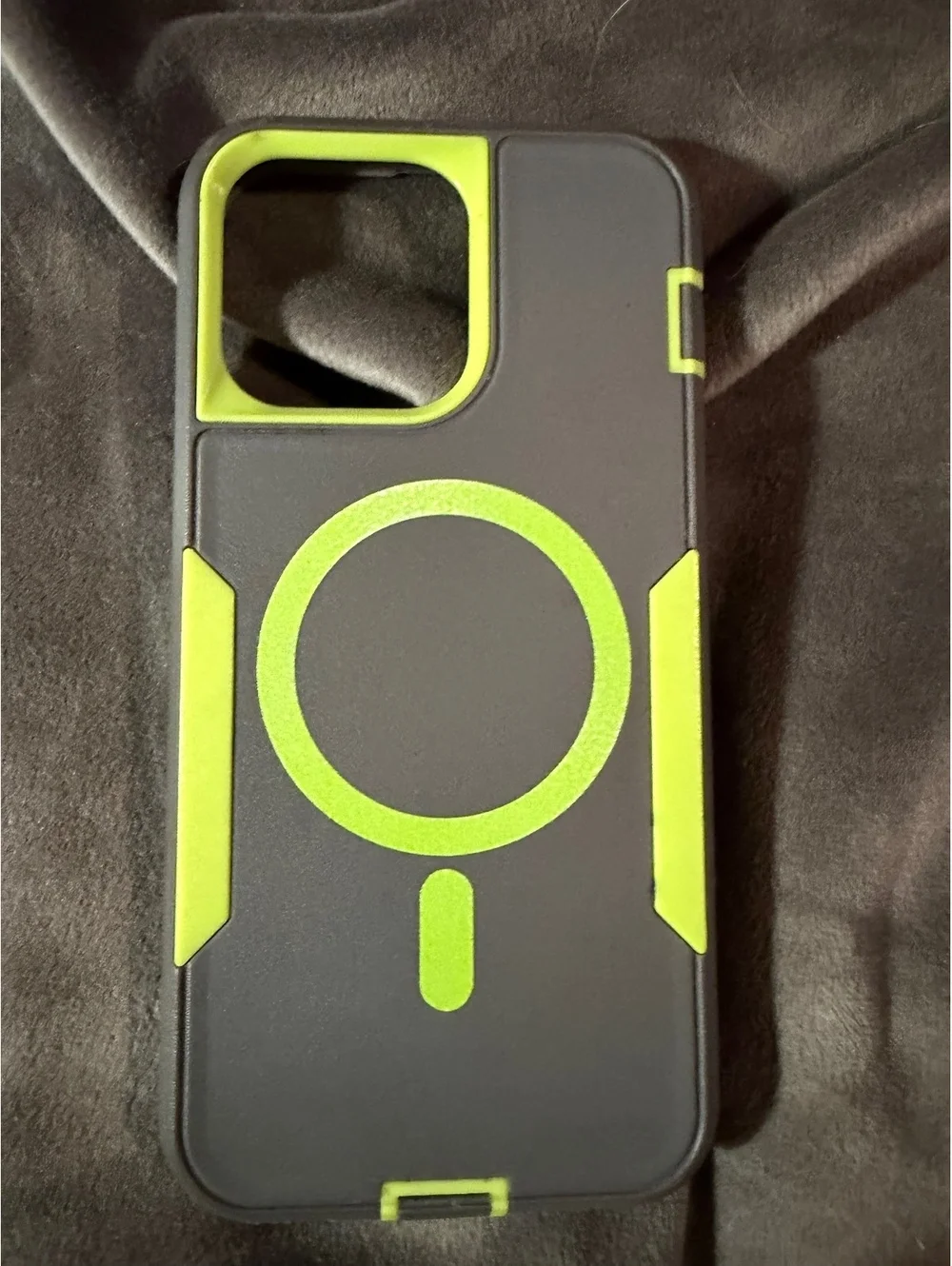 15 pro max Rugged Phone Case in grey and Neon Green